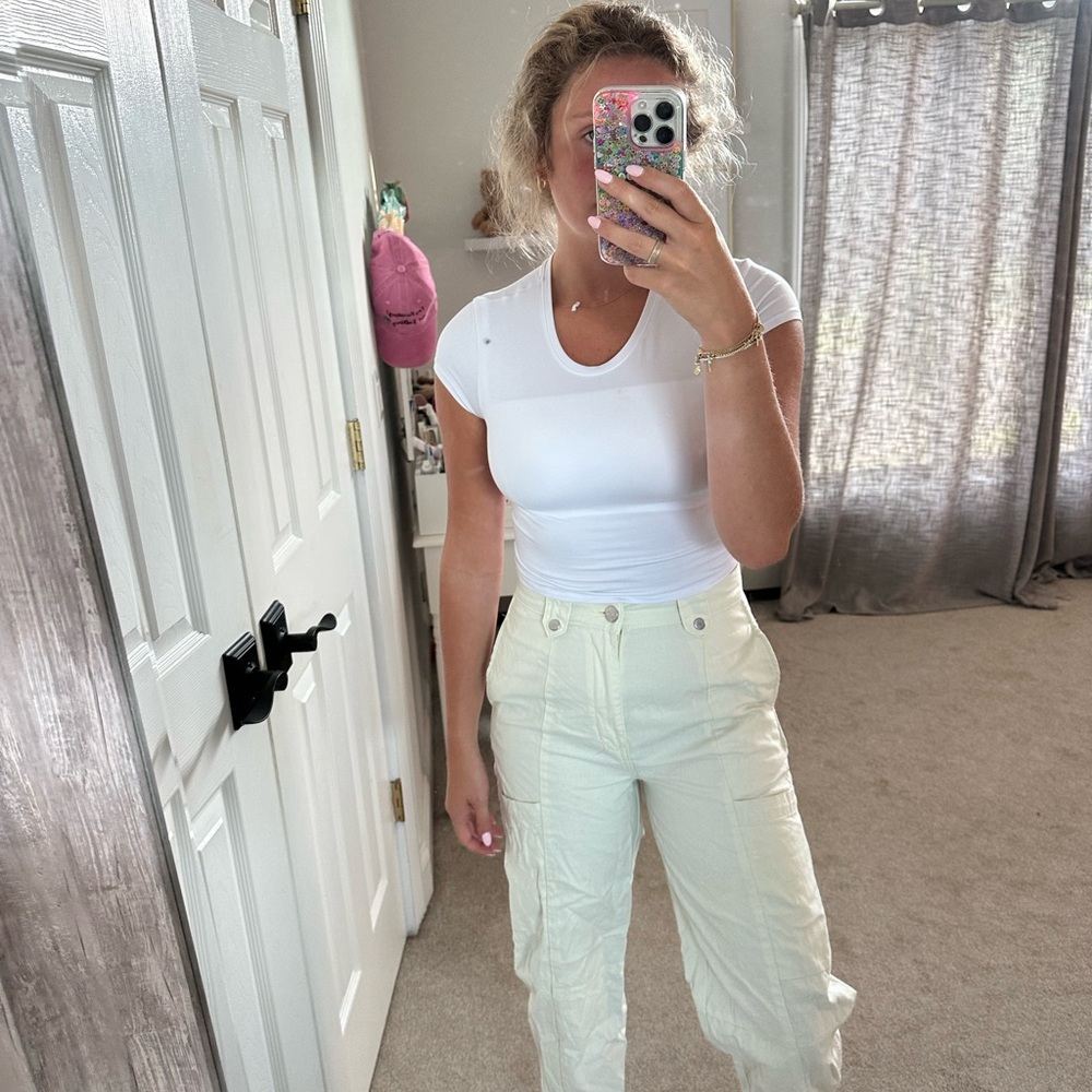 BDG Cream Buttoned Pants